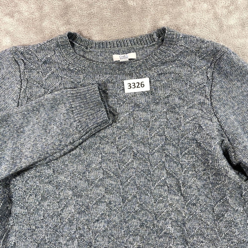 Croft & Barrow Sweater Women XL Blue Marled Chevron Cable Knit Crewneck Pullover